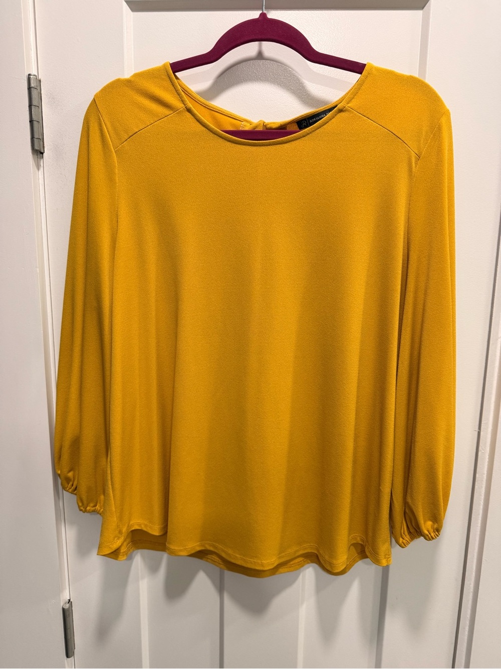 Adrianna Papell Mustard Long Sleeve Crewneck Blouse